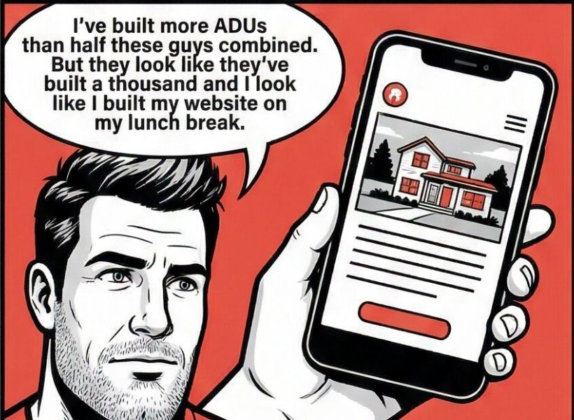 Frustrated ADU builder comparing his website to competitors - Daly Advertising