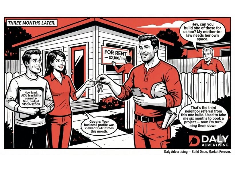 ADU builder fully booked with referrals three months after marketing launch - Daly Advertising