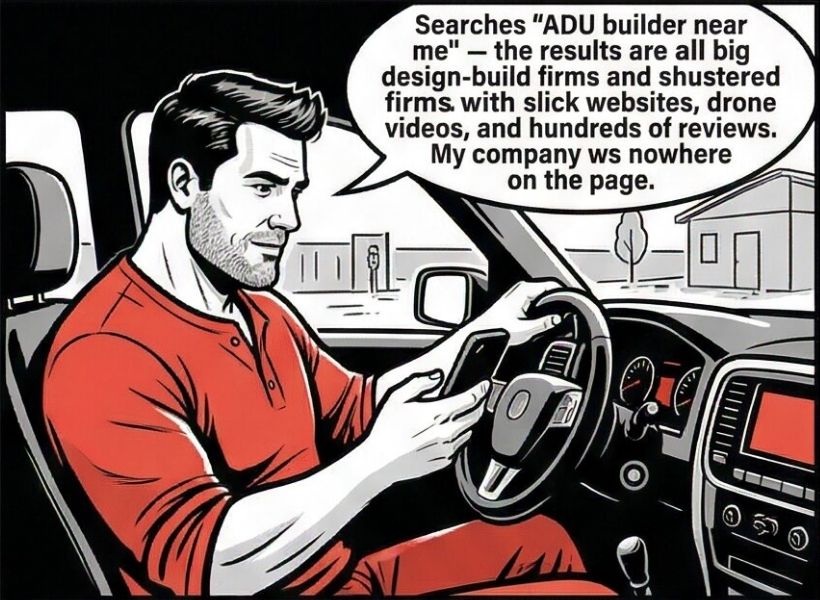 ADU contractor searching Google and finding only big design-build firms - Daly Advertising