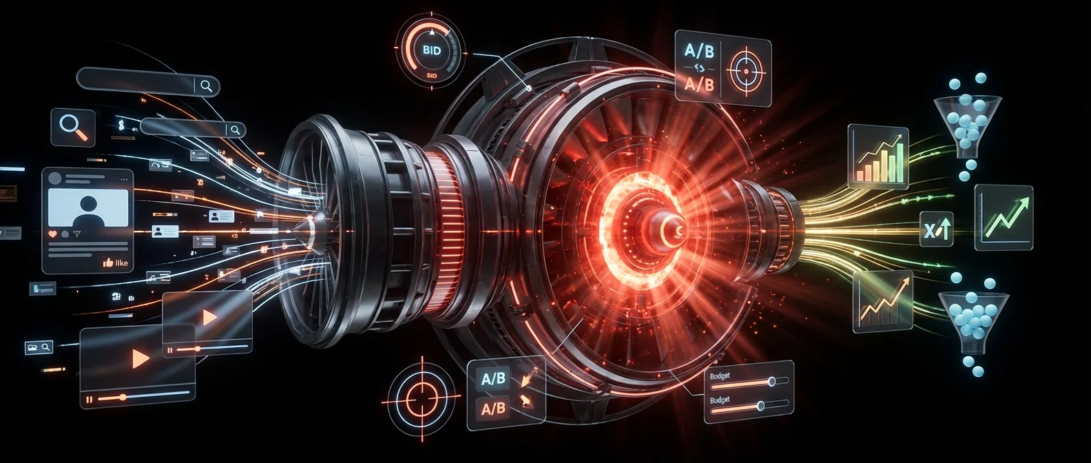 Paid advertising dashboard with campaign analytics and performance metrics